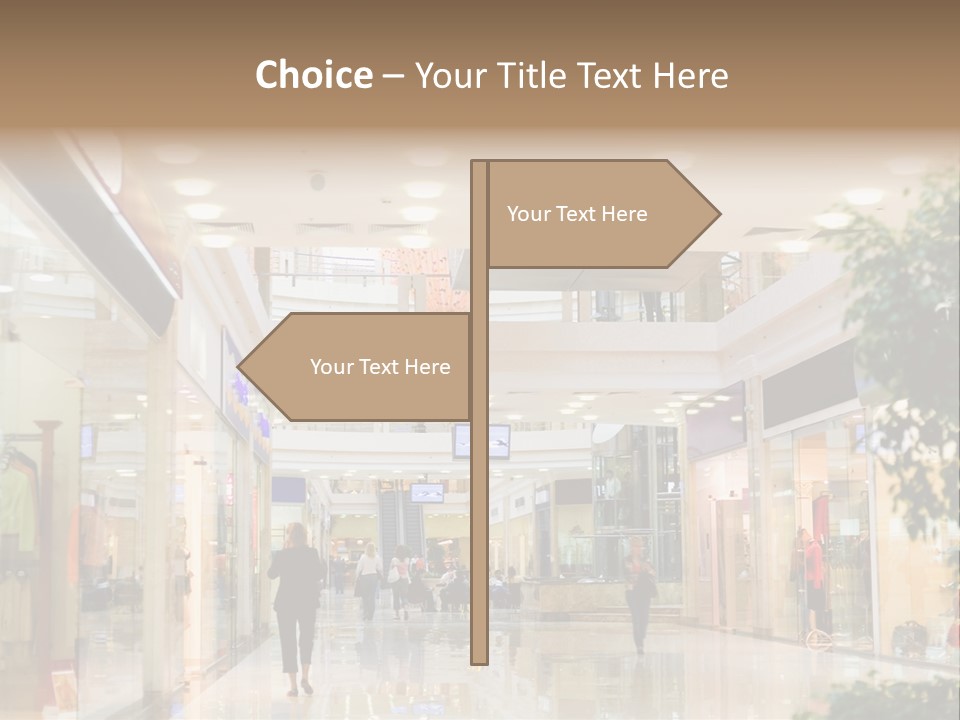 A Person Walking Through A Shopping Mall With A Sign That Says Name Of Presentation PowerPoint Template