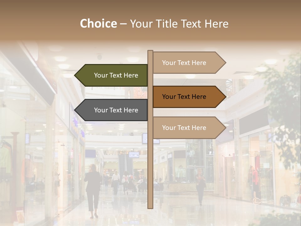A Person Walking Through A Shopping Mall With A Sign That Says Name Of Presentation PowerPoint Template