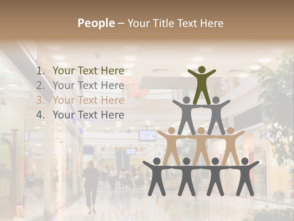 A Person Walking Through A Shopping Mall With A Sign That Says Name Of Presentation PowerPoint Template