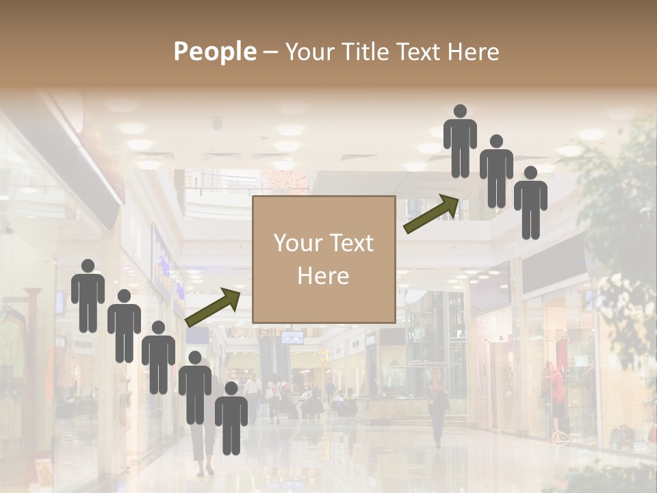 A Person Walking Through A Shopping Mall With A Sign That Says Name Of Presentation PowerPoint Template