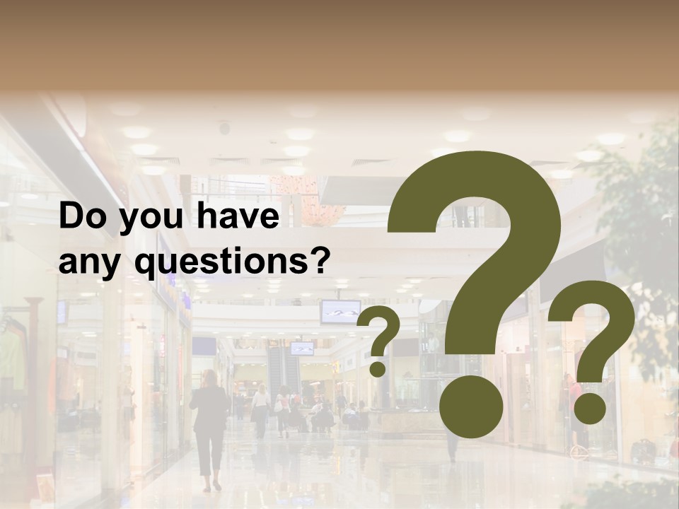 A Person Walking Through A Shopping Mall With A Sign That Says Name Of Presentation PowerPoint Template