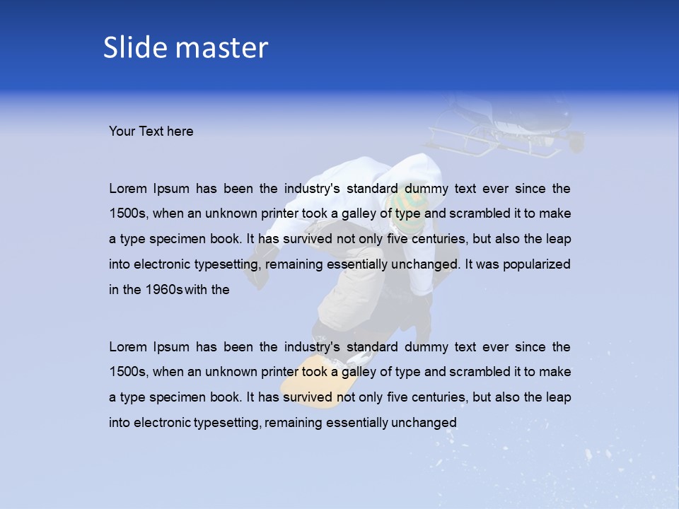 Filming With A Steady Cam Mounted On The Front Of A Helicopter Of A Snowboarder Jumping PowerPoint Template