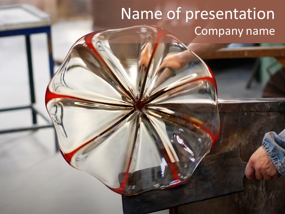 Glass Blower Forming A Piece Of Decorative Glass. (Murano, Italy) PowerPoint Template