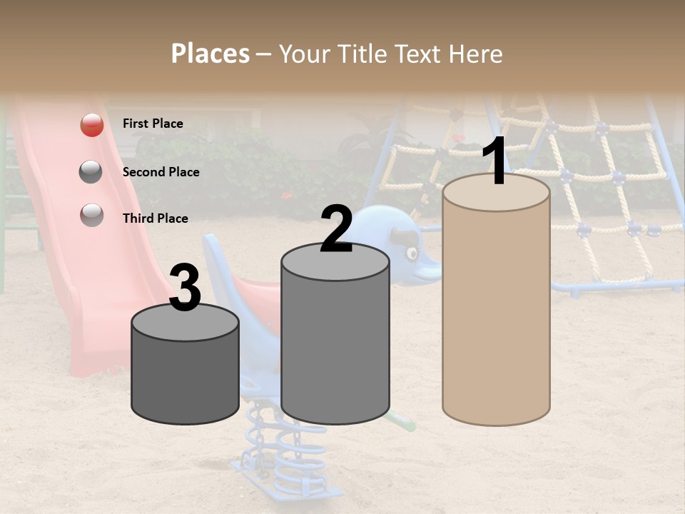 A Playground With A Slide And A Slide In The Sand PowerPoint Template