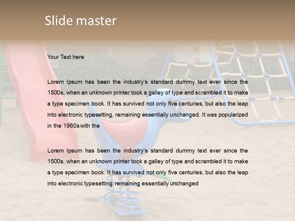 A Playground With A Slide And A Slide In The Sand PowerPoint Template