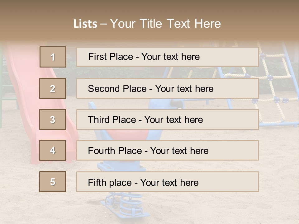 A Playground With A Slide And A Slide In The Sand PowerPoint Template
