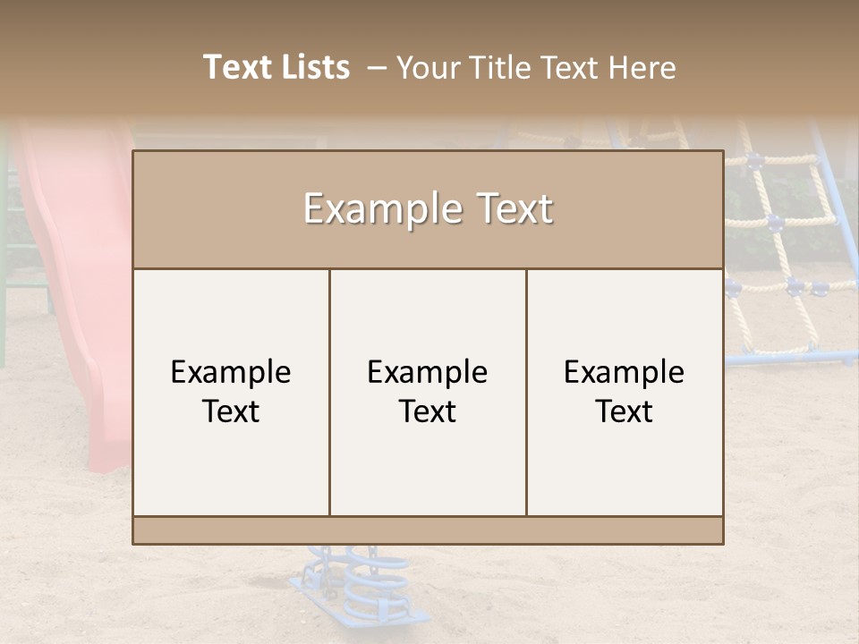 A Playground With A Slide And A Slide In The Sand PowerPoint Template