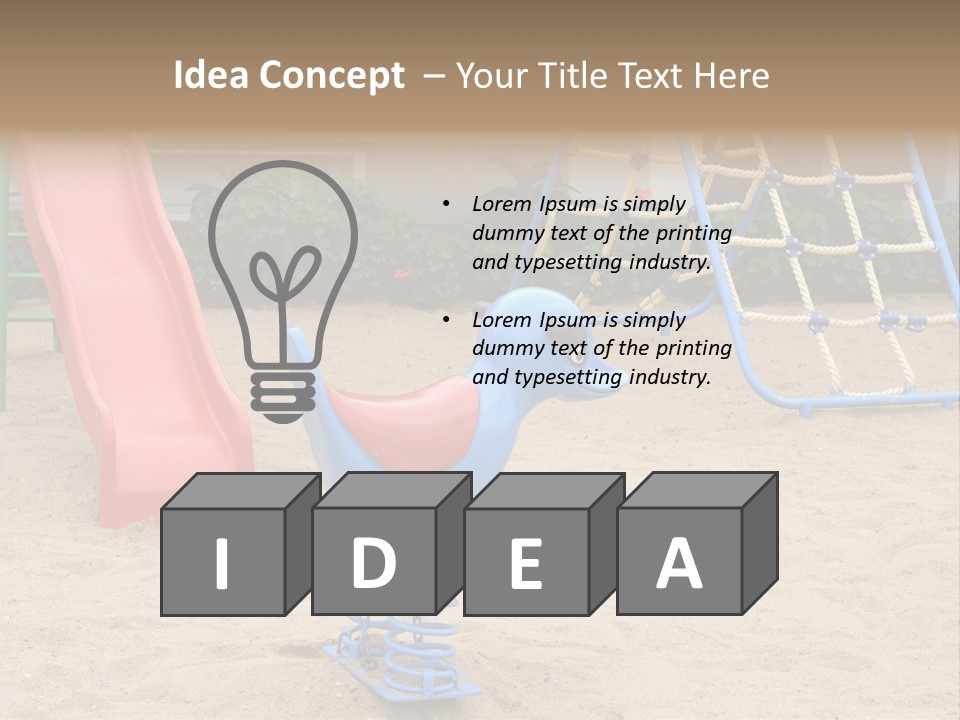 A Playground With A Slide And A Slide In The Sand PowerPoint Template