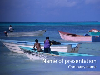 Colored Boats At Saona Island - Dominican Republic PowerPoint Template