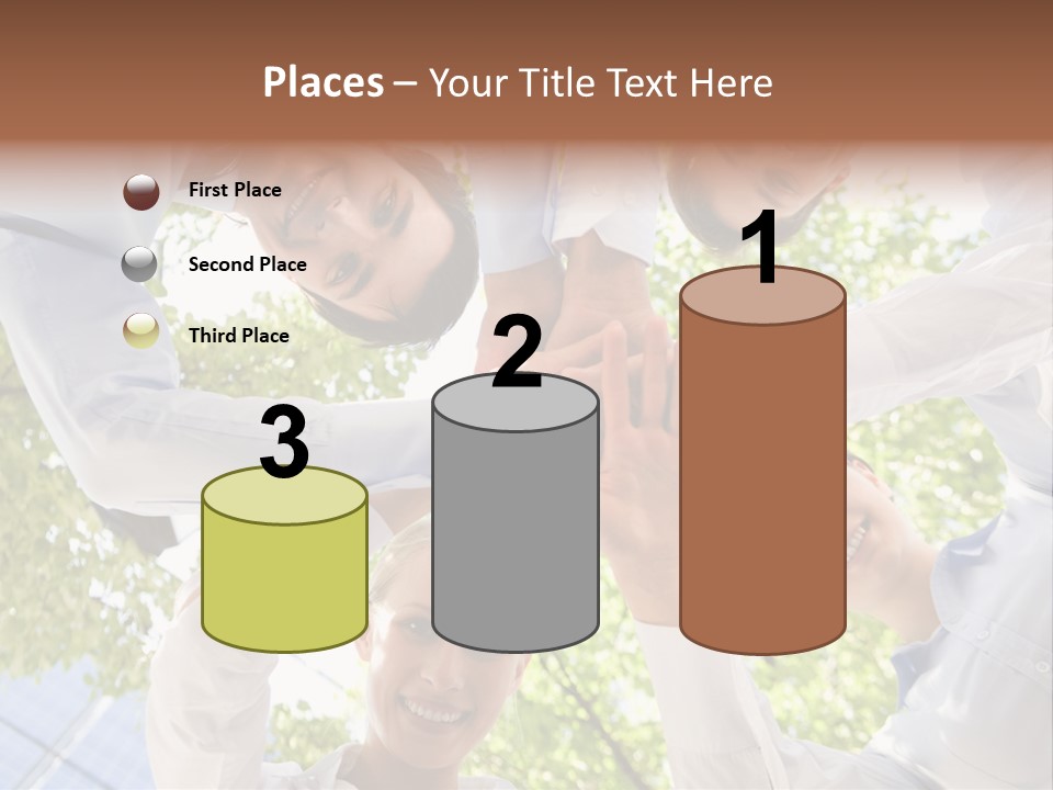 Bottom View Of People Making Pile Of Hands On Background Of Green Foliage PowerPoint Template