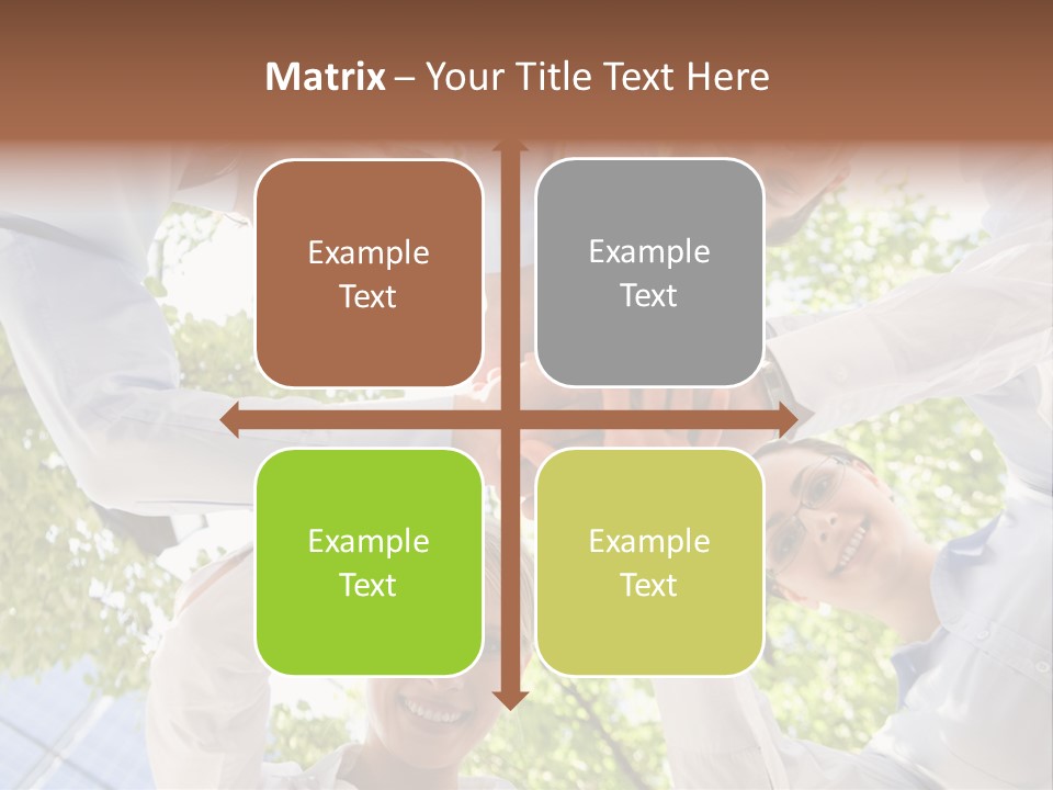 Bottom View Of People Making Pile Of Hands On Background Of Green Foliage PowerPoint Template