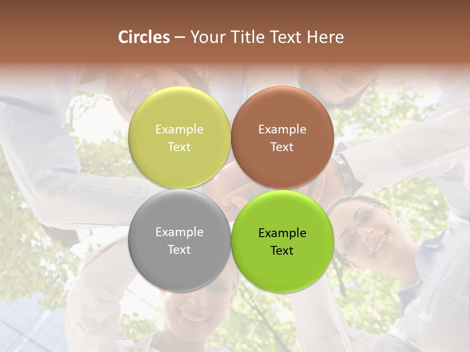 Bottom View Of People Making Pile Of Hands On Background Of Green Foliage PowerPoint Template