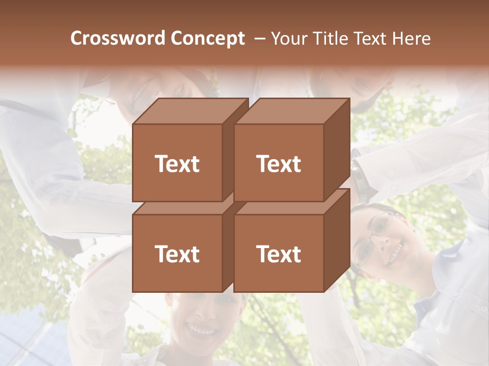 Bottom View Of People Making Pile Of Hands On Background Of Green Foliage PowerPoint Template