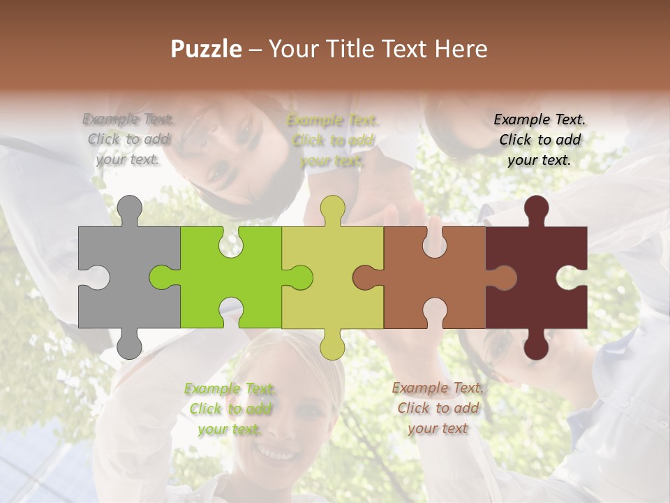 Bottom View Of People Making Pile Of Hands On Background Of Green Foliage PowerPoint Template