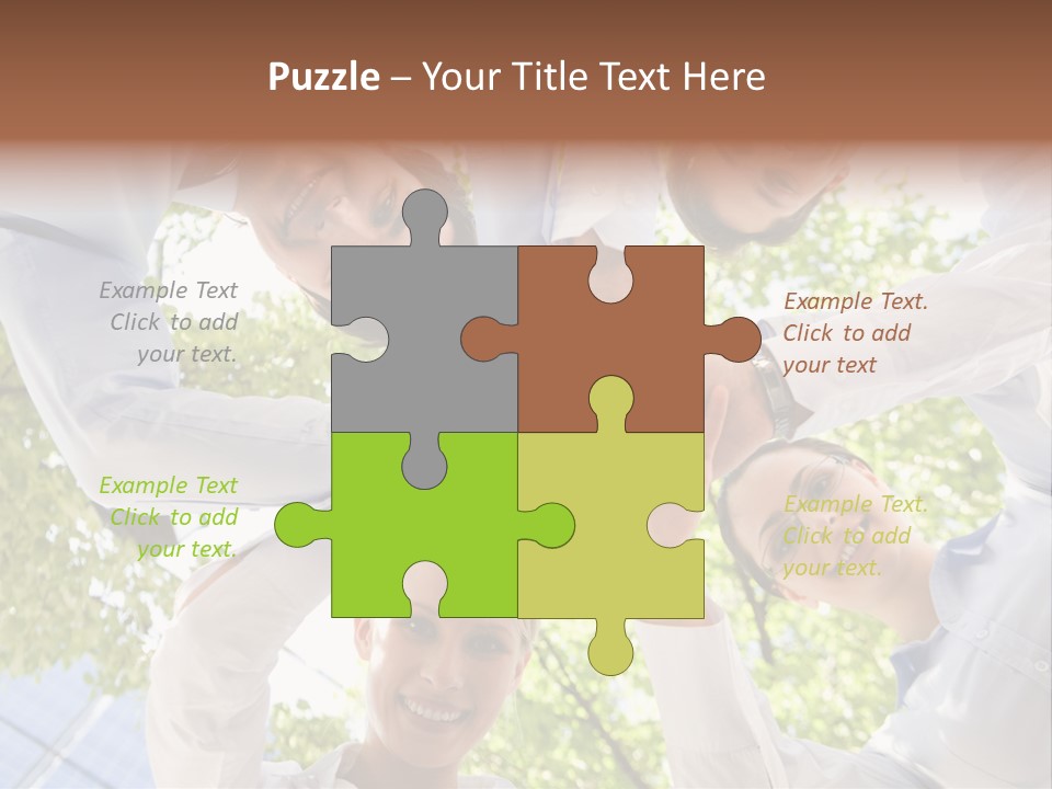 Bottom View Of People Making Pile Of Hands On Background Of Green Foliage PowerPoint Template
