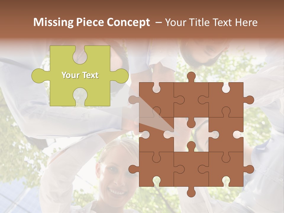 Bottom View Of People Making Pile Of Hands On Background Of Green Foliage PowerPoint Template