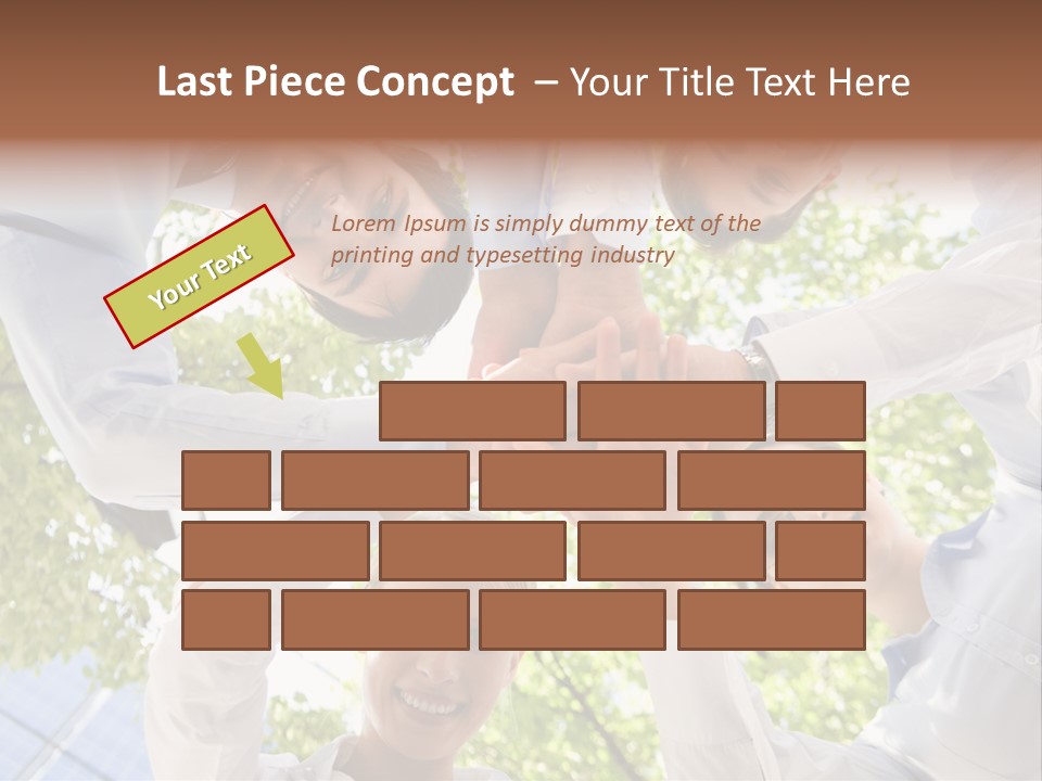 Bottom View Of People Making Pile Of Hands On Background Of Green Foliage PowerPoint Template