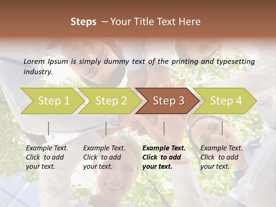 Bottom View Of People Making Pile Of Hands On Background Of Green Foliage PowerPoint Template