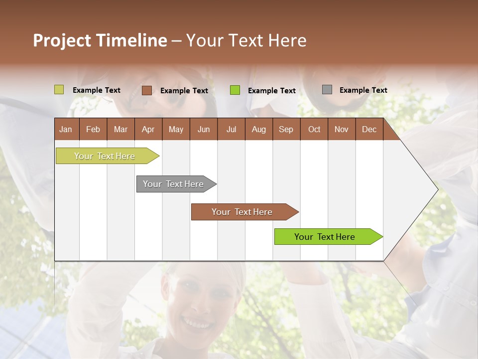 Bottom View Of People Making Pile Of Hands On Background Of Green Foliage PowerPoint Template