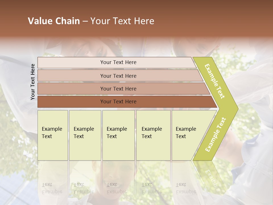 Bottom View Of People Making Pile Of Hands On Background Of Green Foliage PowerPoint Template