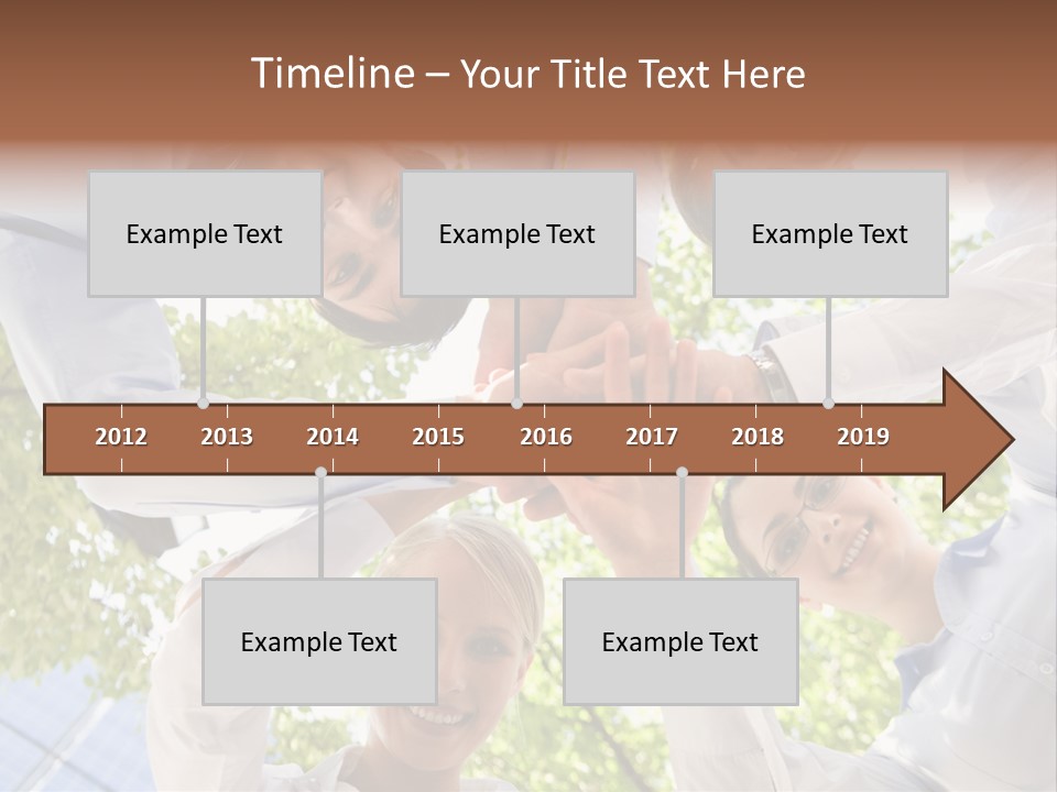 Bottom View Of People Making Pile Of Hands On Background Of Green Foliage PowerPoint Template