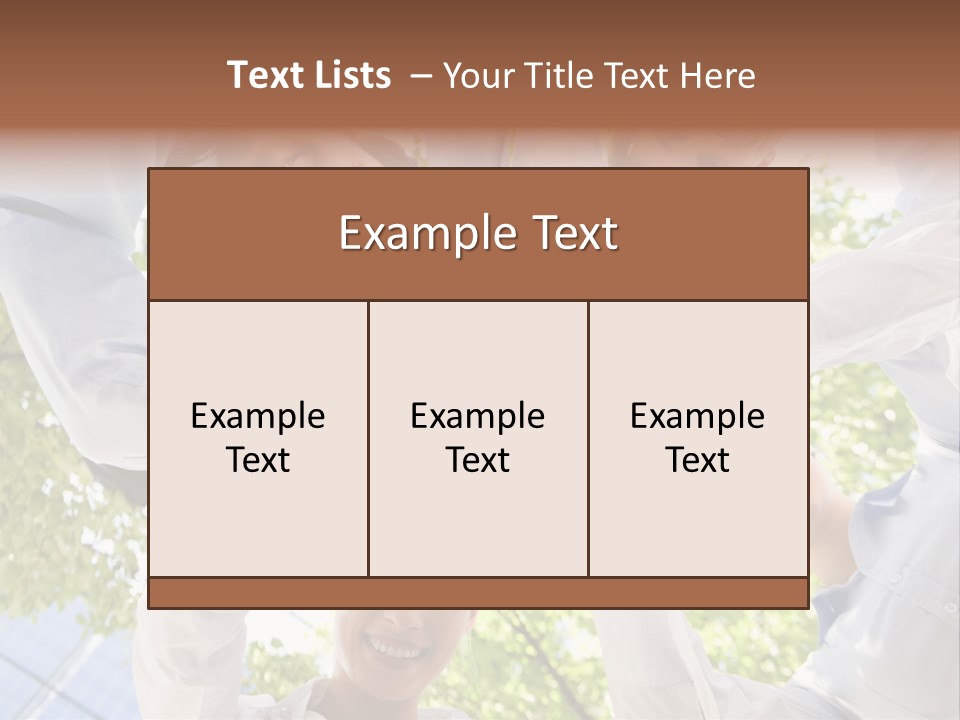 Bottom View Of People Making Pile Of Hands On Background Of Green Foliage PowerPoint Template