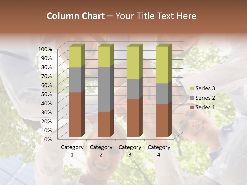Bottom View Of People Making Pile Of Hands On Background Of Green Foliage PowerPoint Template