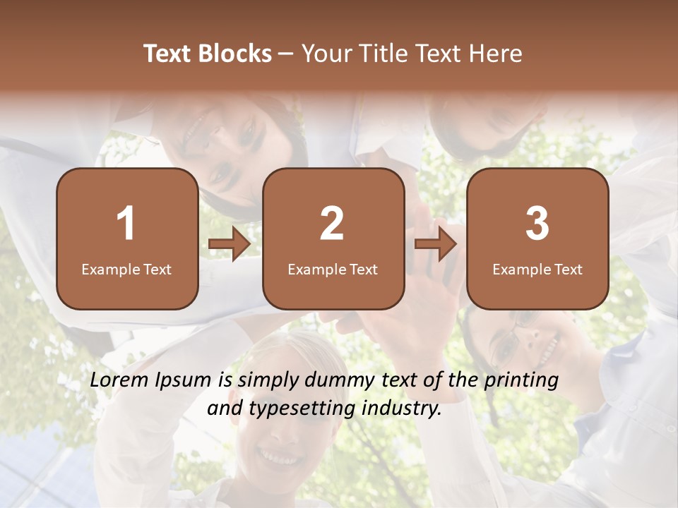 Bottom View Of People Making Pile Of Hands On Background Of Green Foliage PowerPoint Template