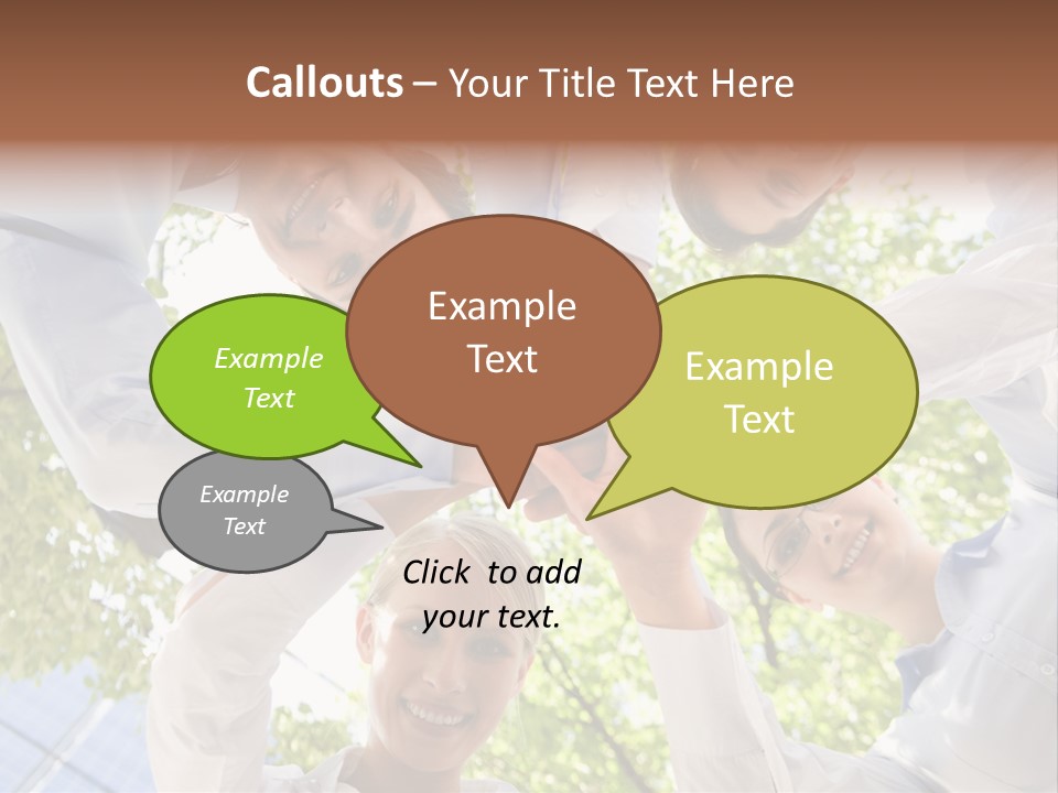 Bottom View Of People Making Pile Of Hands On Background Of Green Foliage PowerPoint Template