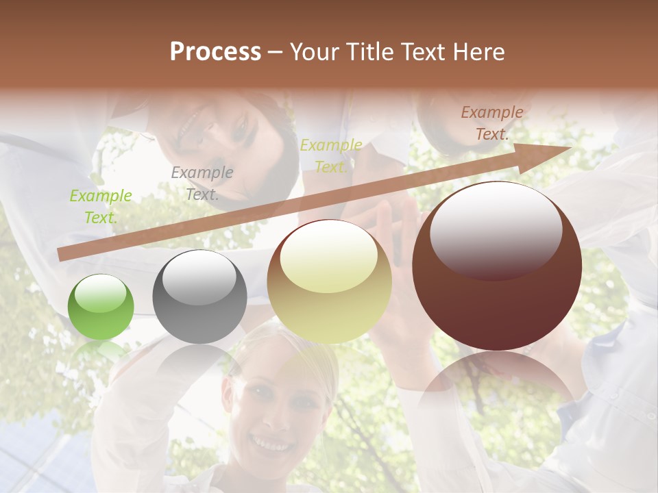 Bottom View Of People Making Pile Of Hands On Background Of Green Foliage PowerPoint Template