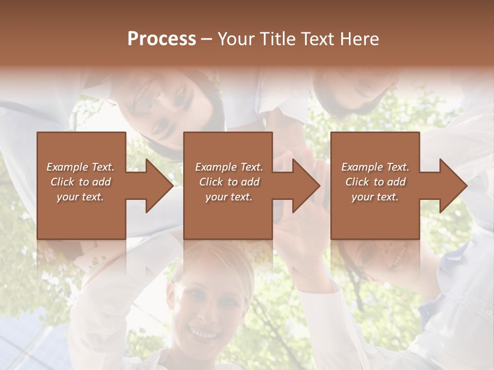 Bottom View Of People Making Pile Of Hands On Background Of Green Foliage PowerPoint Template