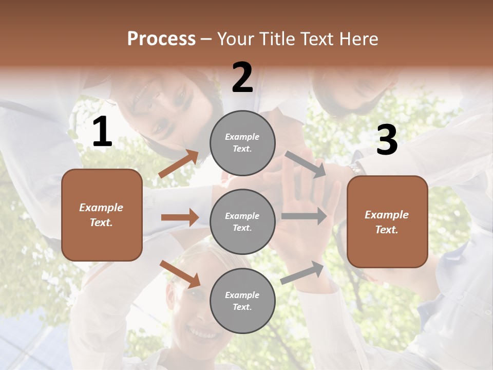 Bottom View Of People Making Pile Of Hands On Background Of Green Foliage PowerPoint Template