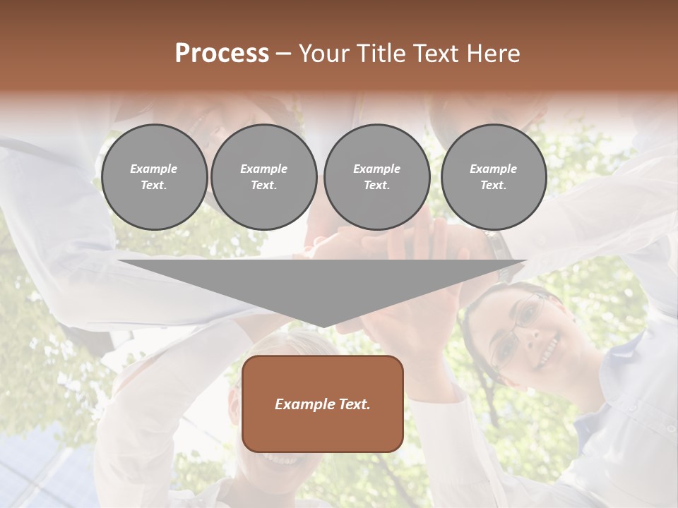 Bottom View Of People Making Pile Of Hands On Background Of Green Foliage PowerPoint Template