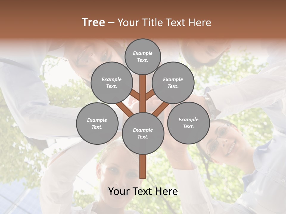 Bottom View Of People Making Pile Of Hands On Background Of Green Foliage PowerPoint Template