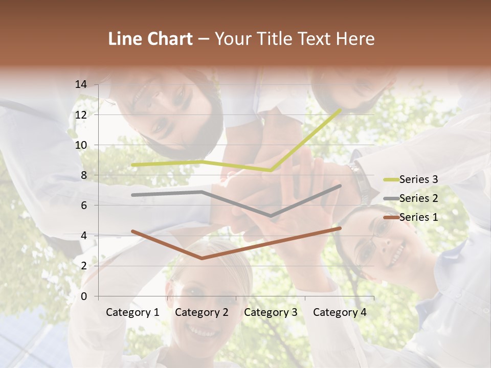 Bottom View Of People Making Pile Of Hands On Background Of Green Foliage PowerPoint Template