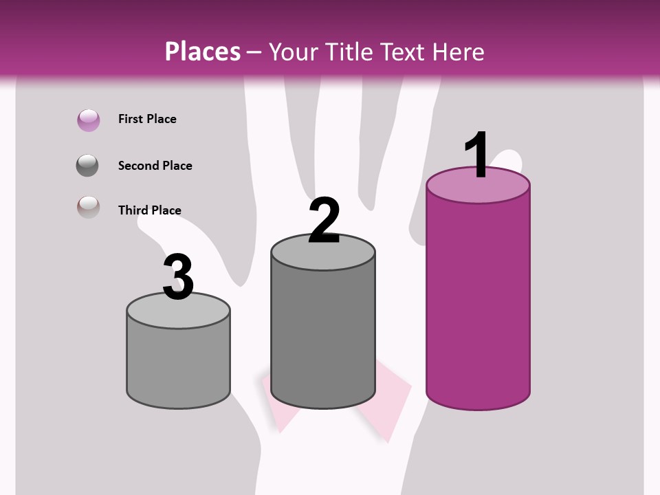 Hand With A Pink Ribbon Over A Grey Rounded Square. PowerPoint Template