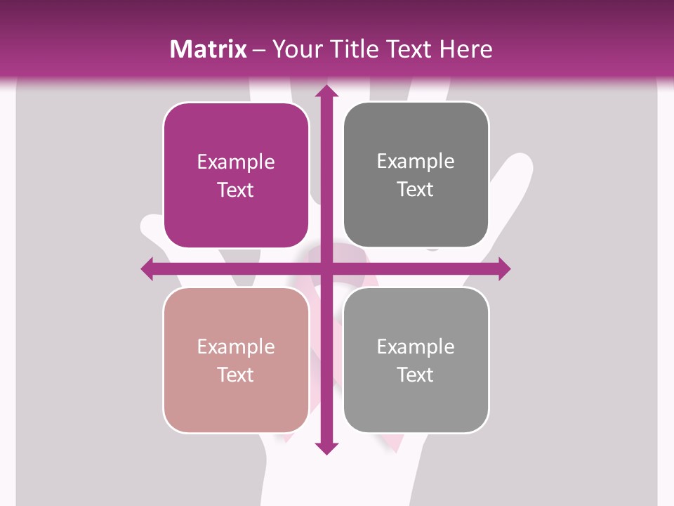 Hand With A Pink Ribbon Over A Grey Rounded Square. PowerPoint Template