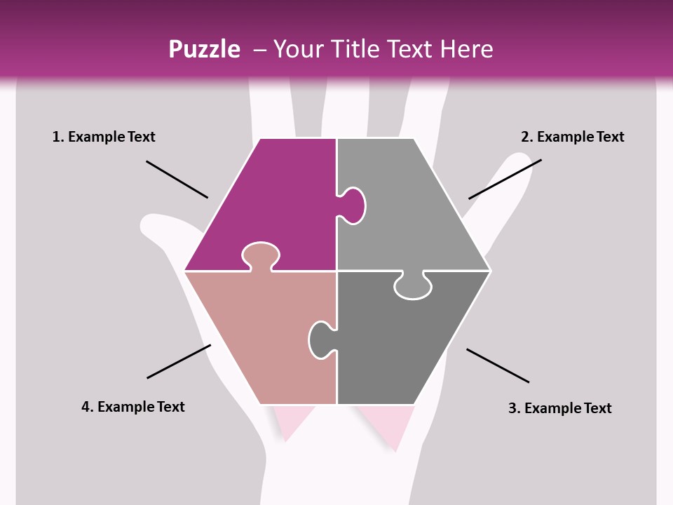 Hand With A Pink Ribbon Over A Grey Rounded Square. PowerPoint Template