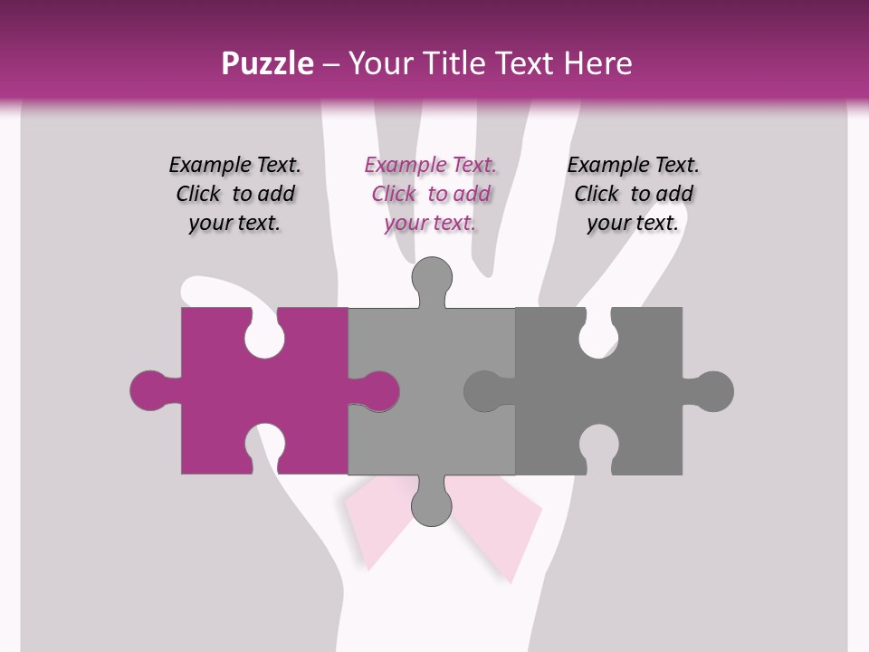 Hand With A Pink Ribbon Over A Grey Rounded Square. PowerPoint Template