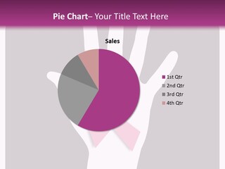 Hand With A Pink Ribbon Over A Grey Rounded Square. PowerPoint Template