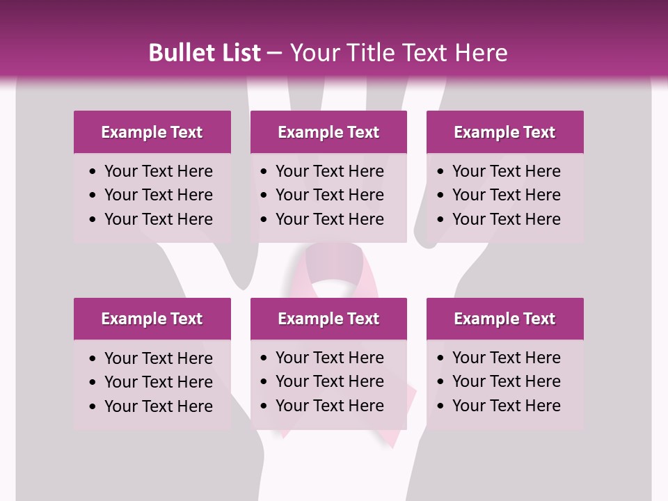 Hand With A Pink Ribbon Over A Grey Rounded Square. PowerPoint Template