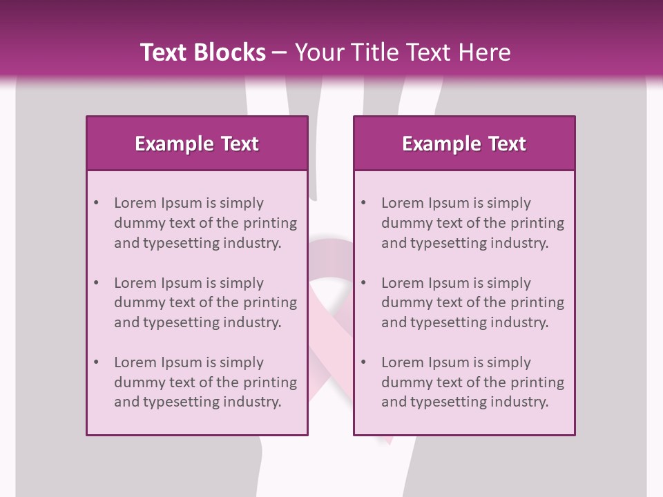 Hand With A Pink Ribbon Over A Grey Rounded Square. PowerPoint Template