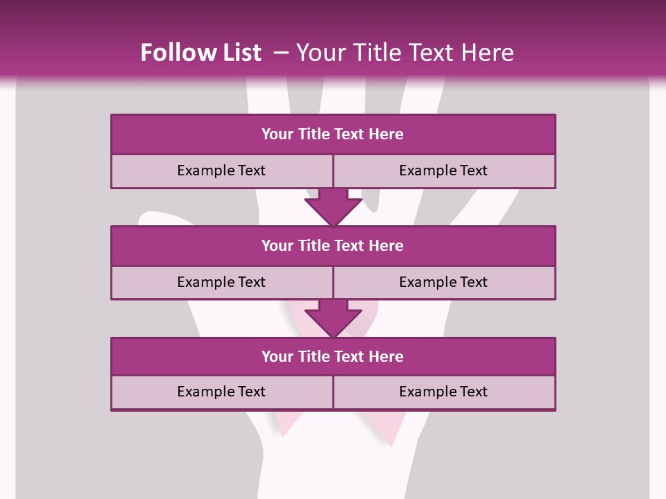 Hand With A Pink Ribbon Over A Grey Rounded Square. PowerPoint Template