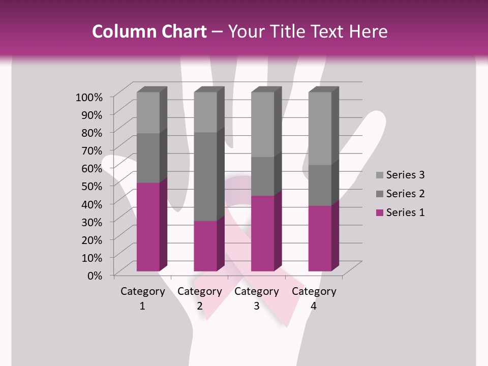 Hand With A Pink Ribbon Over A Grey Rounded Square. PowerPoint Template