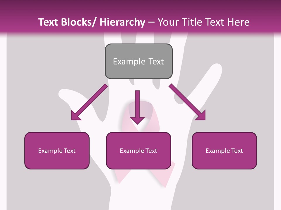 Hand With A Pink Ribbon Over A Grey Rounded Square. PowerPoint Template