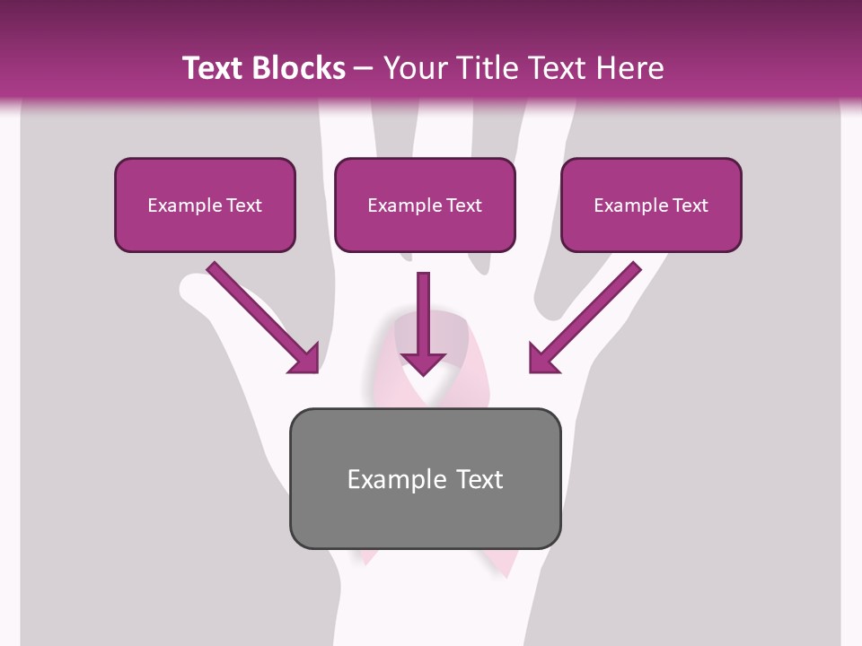 Hand With A Pink Ribbon Over A Grey Rounded Square. PowerPoint Template