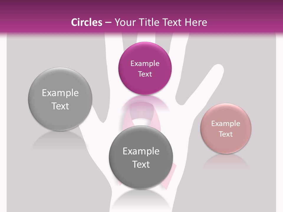 Hand With A Pink Ribbon Over A Grey Rounded Square. PowerPoint Template