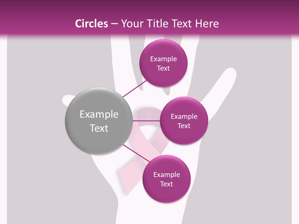Hand With A Pink Ribbon Over A Grey Rounded Square. PowerPoint Template