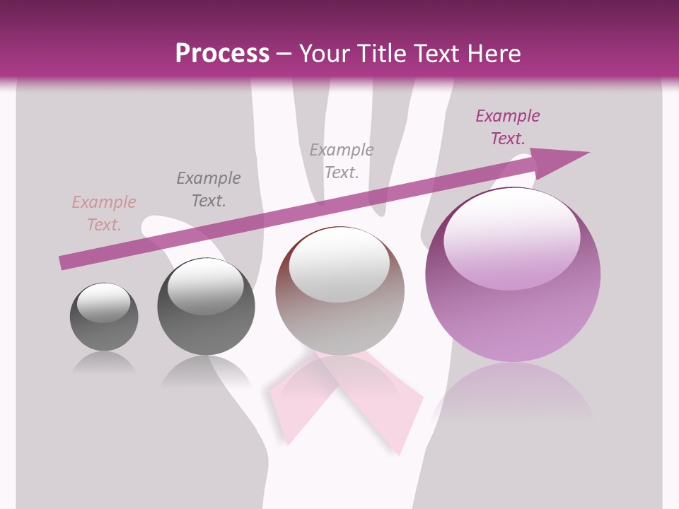 Hand With A Pink Ribbon Over A Grey Rounded Square. PowerPoint Template