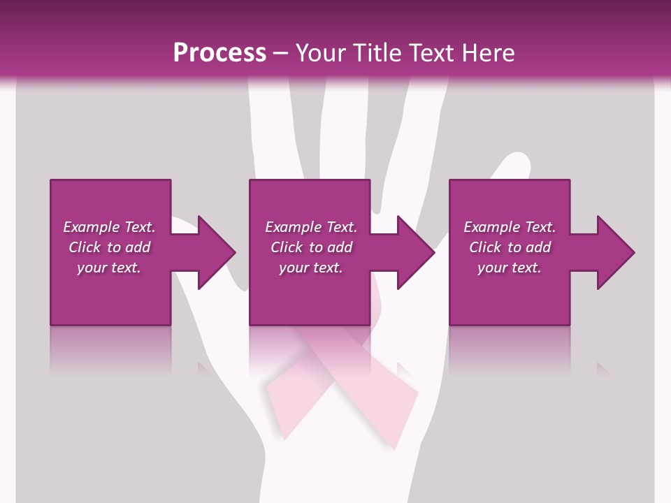 Hand With A Pink Ribbon Over A Grey Rounded Square. PowerPoint Template